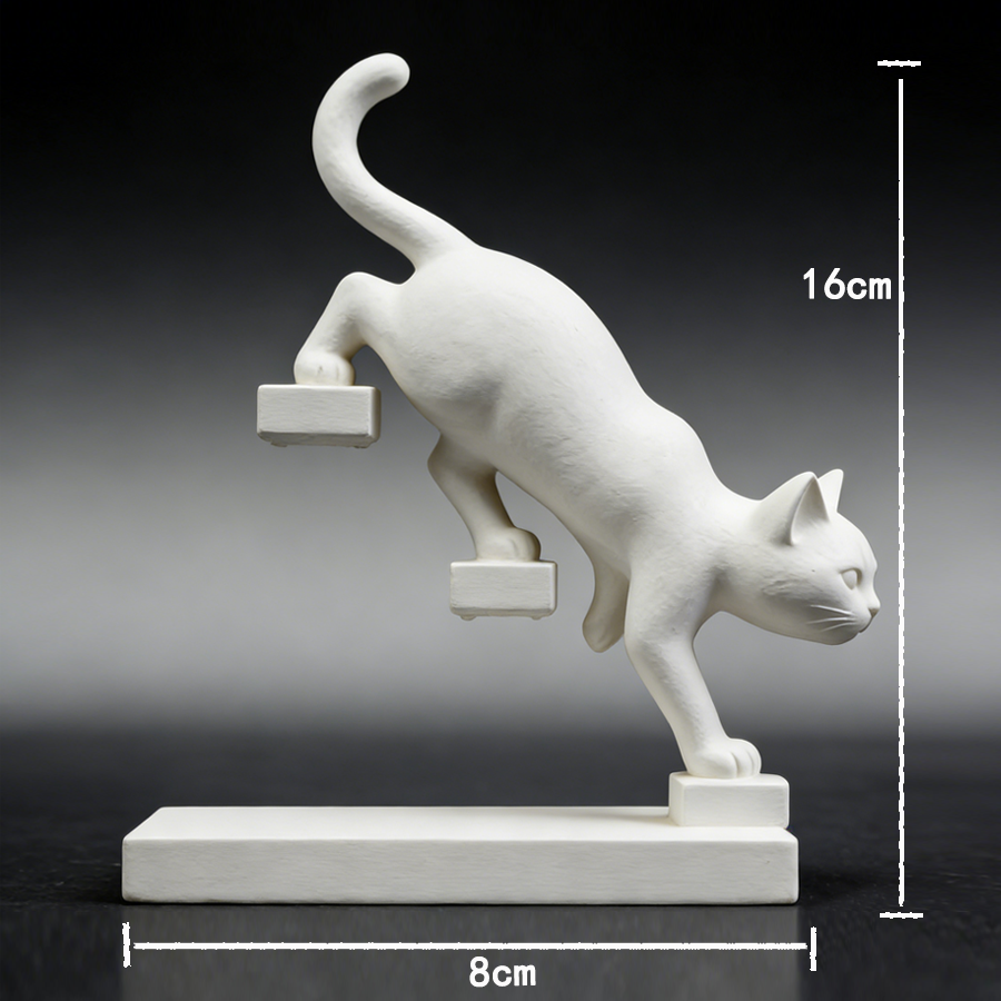 Nordic Geometric Climbing Cat Sculpture