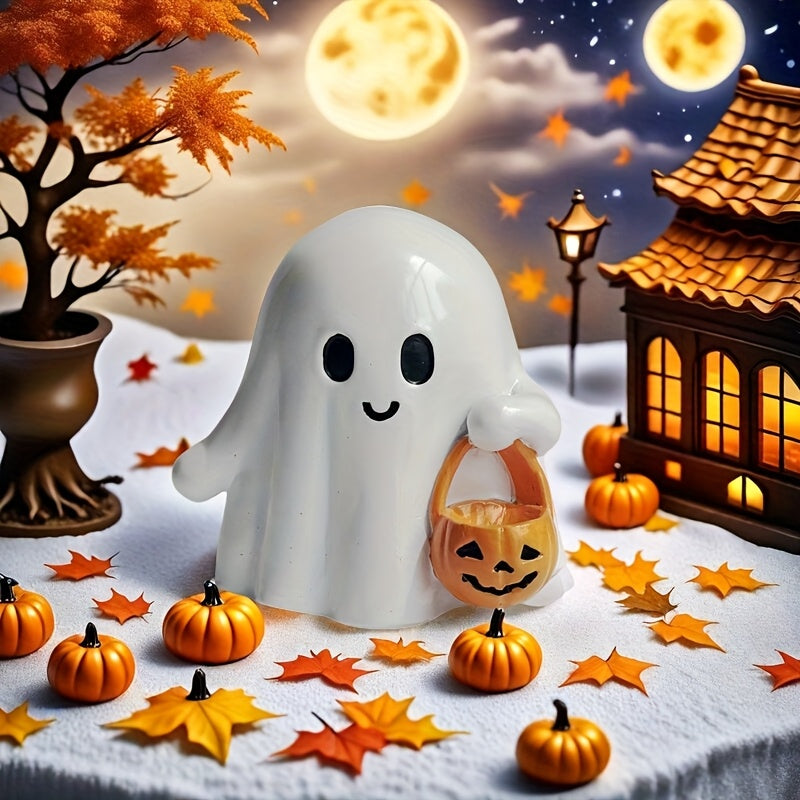 Cute Ghost Jack-o'-Lantern Statue