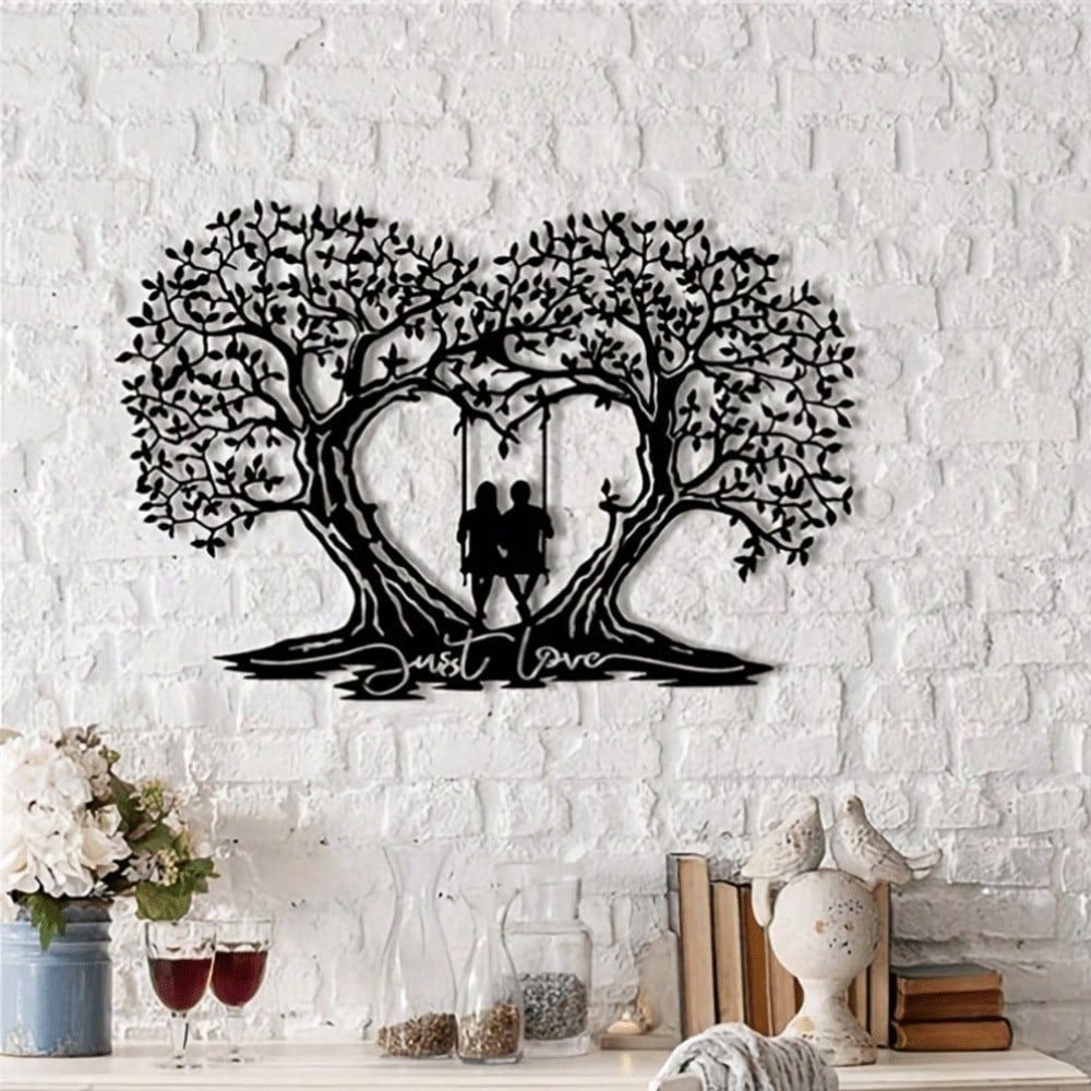 Lovers Tree Swing Metal Wall Art