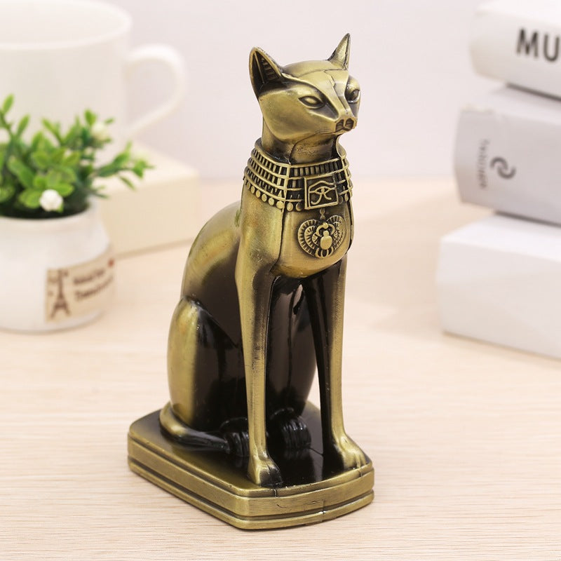 Antique Bastet Metal Statue