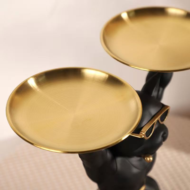 Muscular French Bulldog Butler Tray Statue