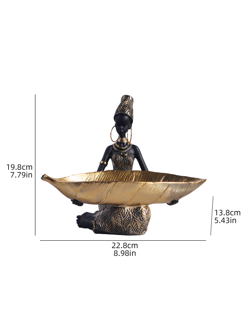 African Tribal Woman Butler Tray Sculpture