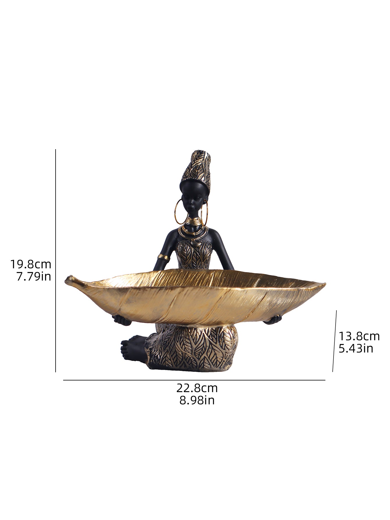 African Tribal Woman Butler Tray Sculpture