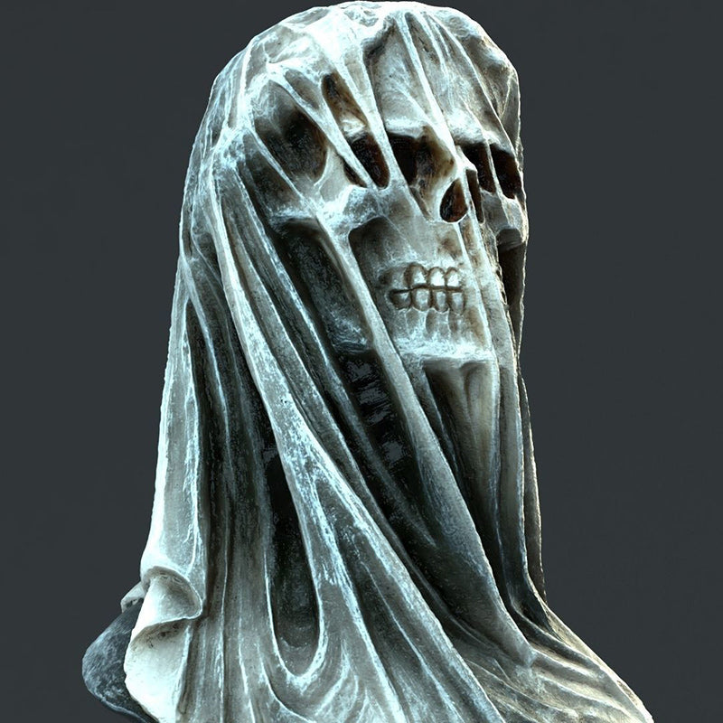 Grim Reaper Veiled Skull Statue