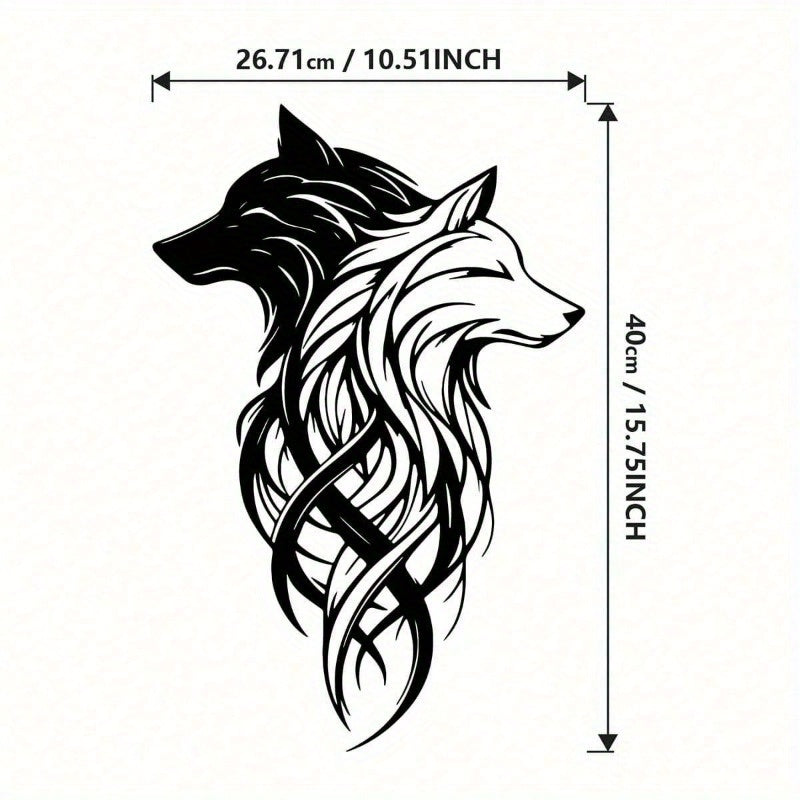 Twin Wolves Yin Yang Metal Wall Art