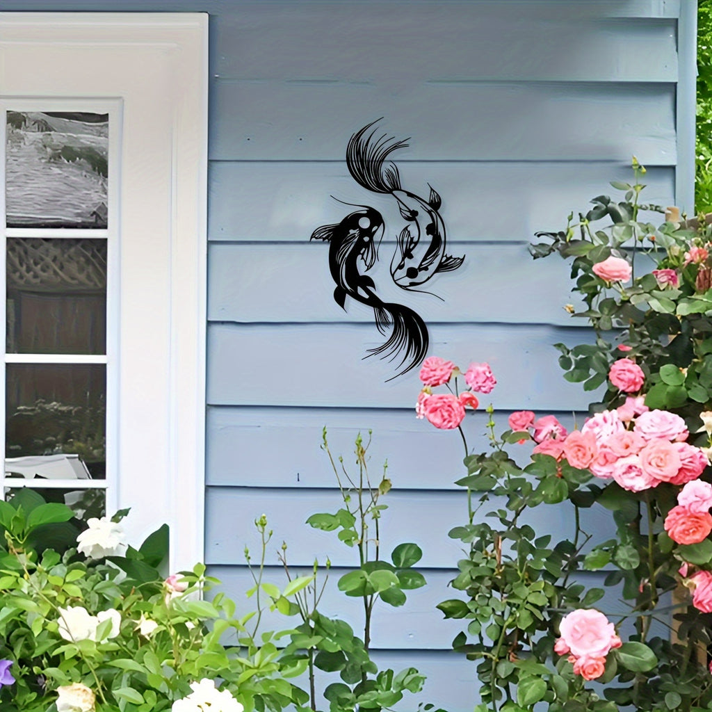 Yin Yang Koi Fish Metal Wall Art
