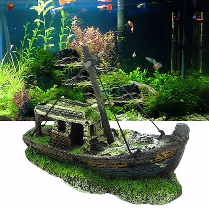 Sunken Shipwreck Cabin Aquarium Ornament