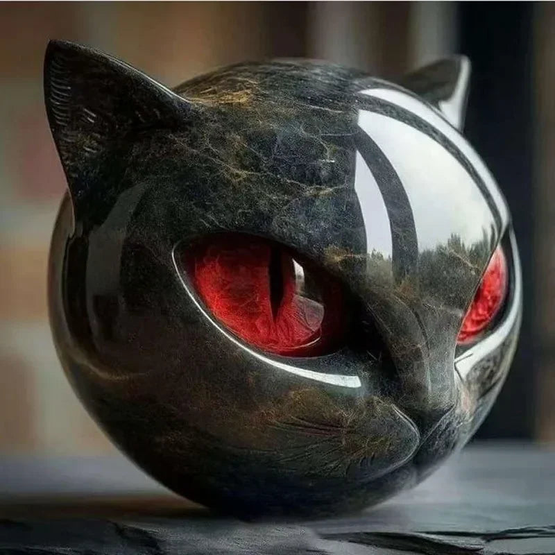 Modern Marble Cat Head Sculpture