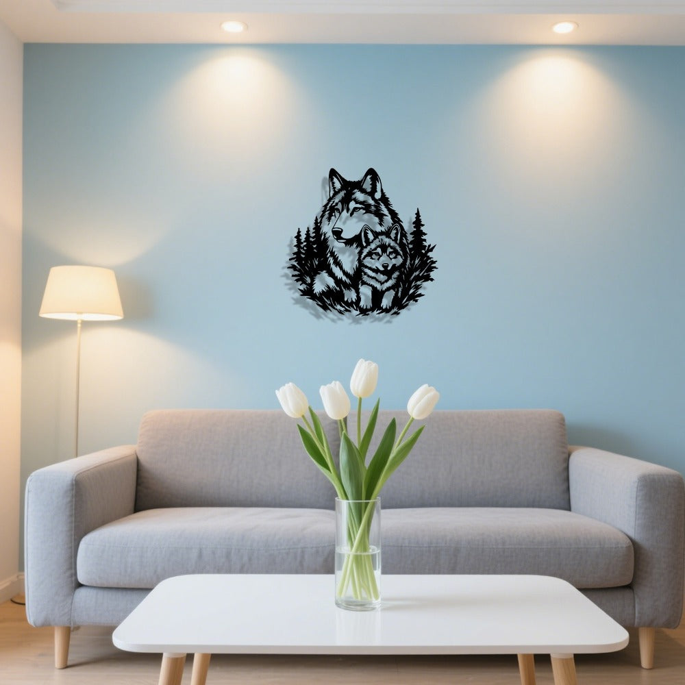 Mother Wolf Forest Metal Wall Art