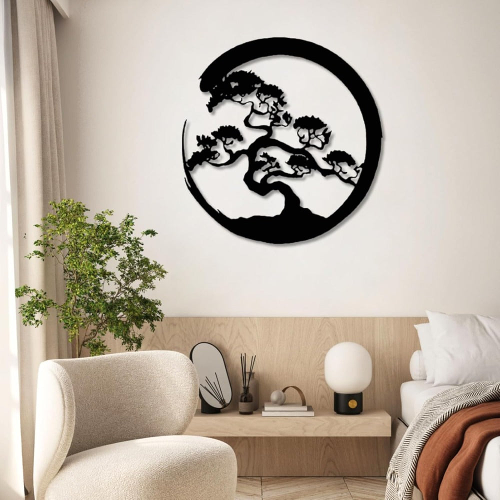 Japanese Bonsai Pine Metal Wall Art