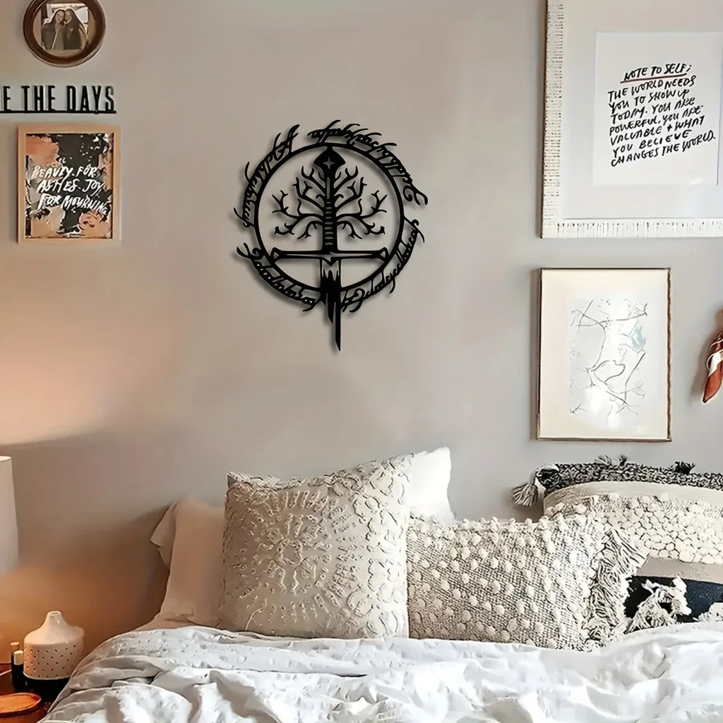 Elven Rune Tree of Life Sword Metal Wall Art