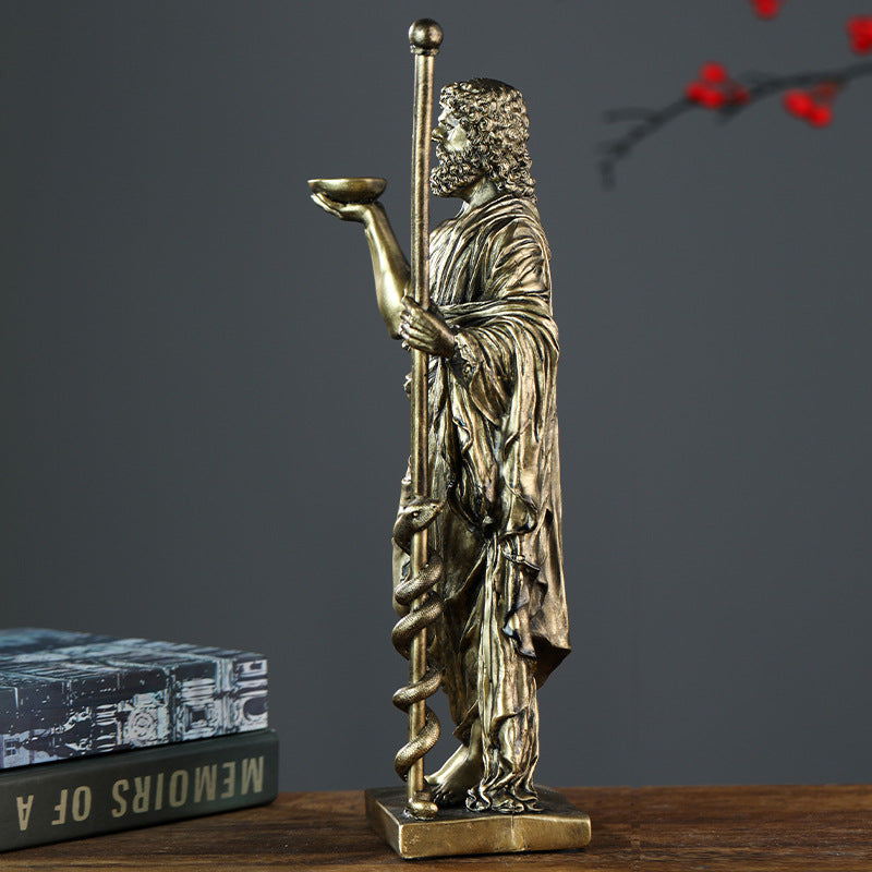 Antique Rod Of Asclepius Statue