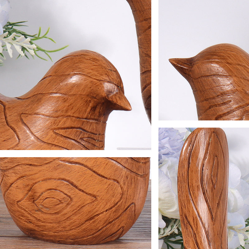Modern Nordic Wood Look Bird Sculptures Set