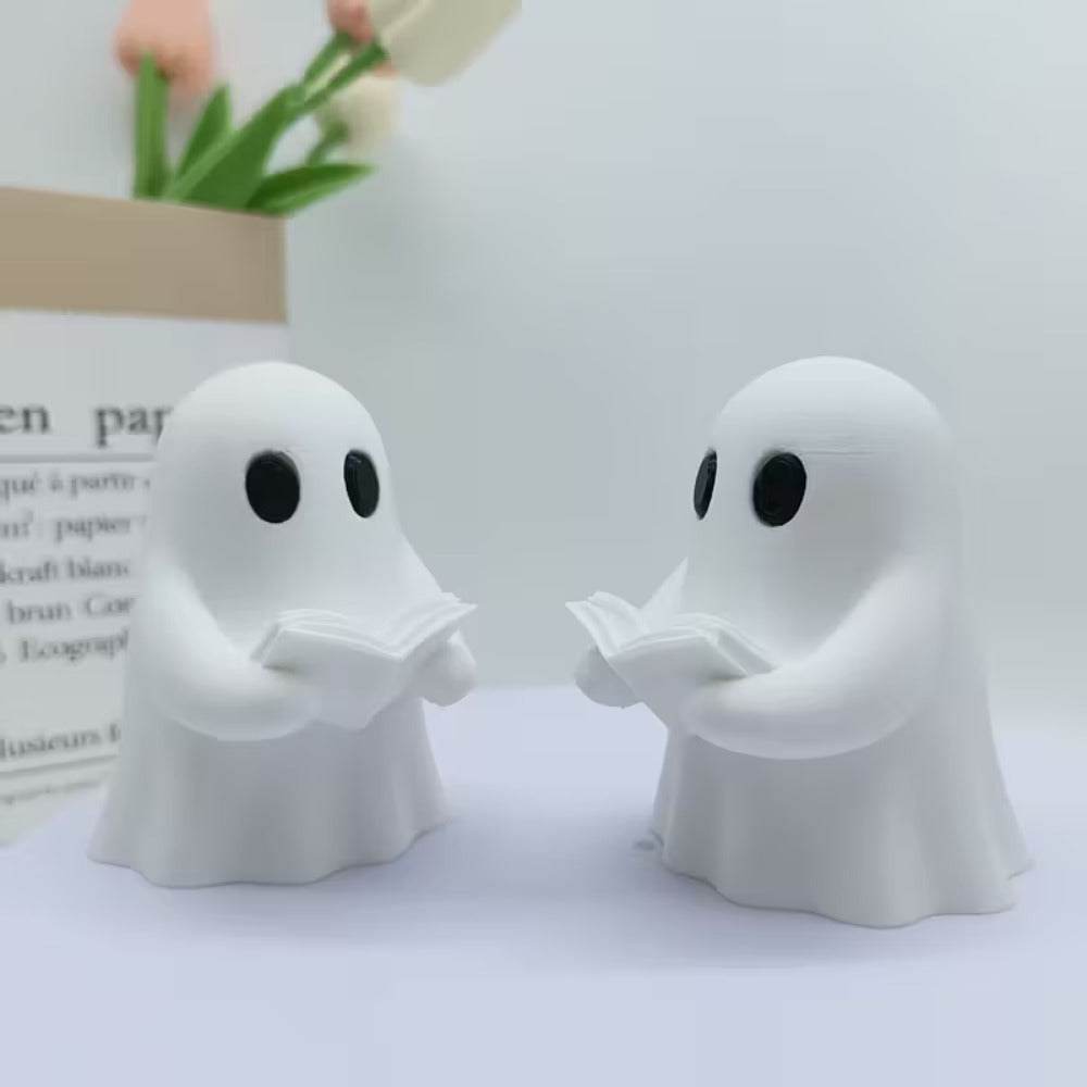 Cute Reading Ghost Statue