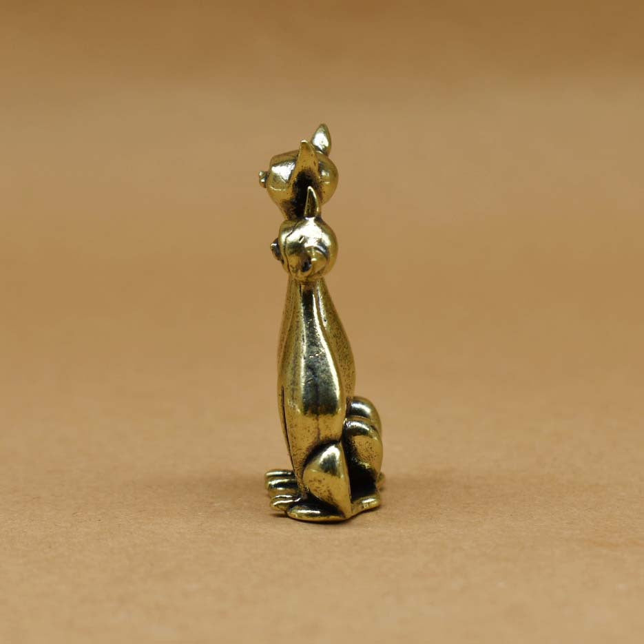 Golden Cat Couple Sculpture