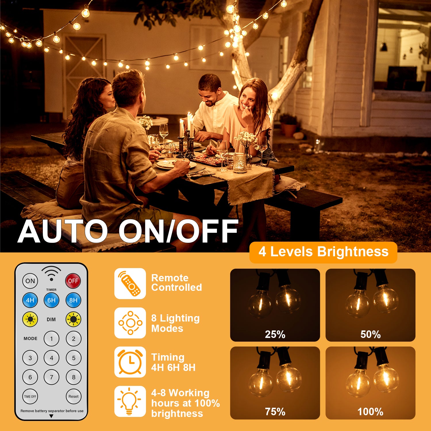 Solar Outdoor String Bulb Lights Decoration