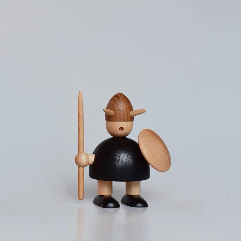Cute Nordic Wooden Viking Figurines