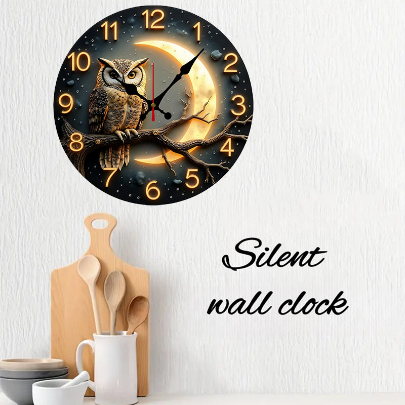 Moonlit Owl Illuminated Wall Clock