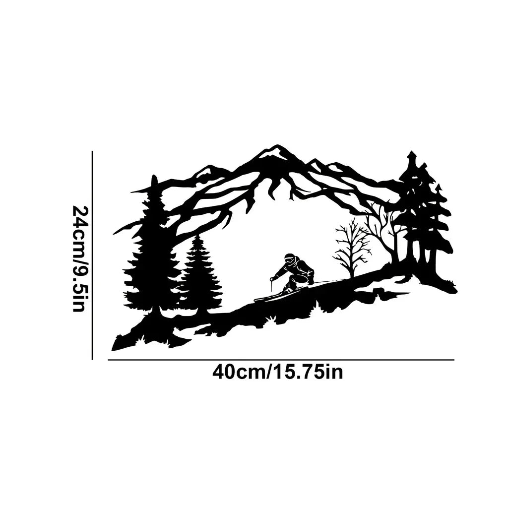 Mountain Skier Adventure Metal Wall Art