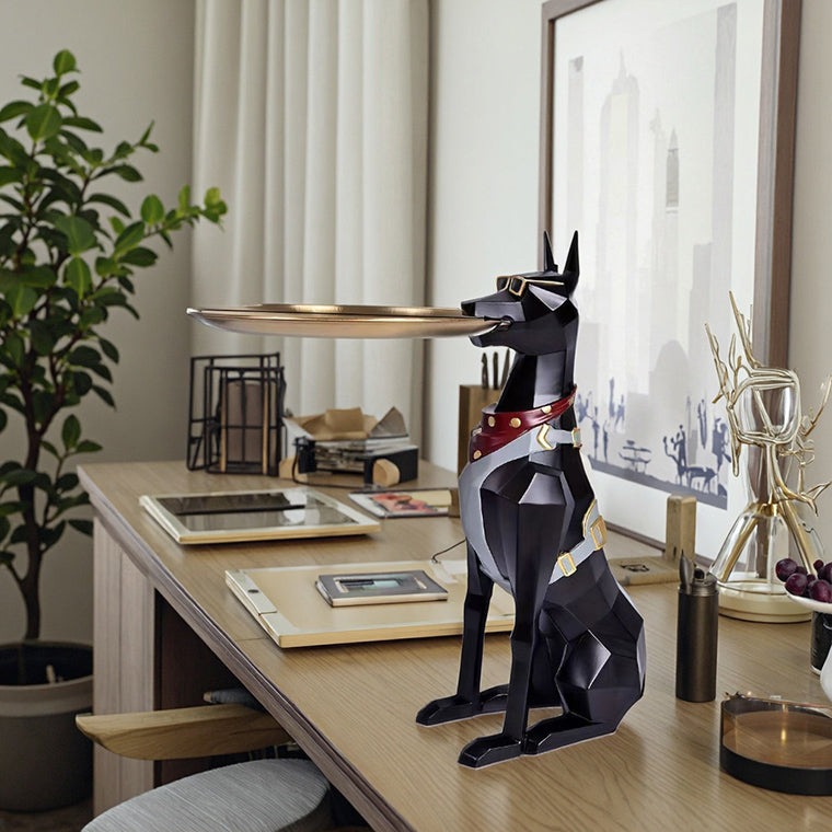 Geometric Doberman Butler Tray Sculpture
