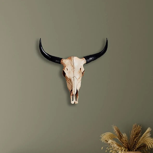 Rustic Wild Cow Skull Wall Sculpture