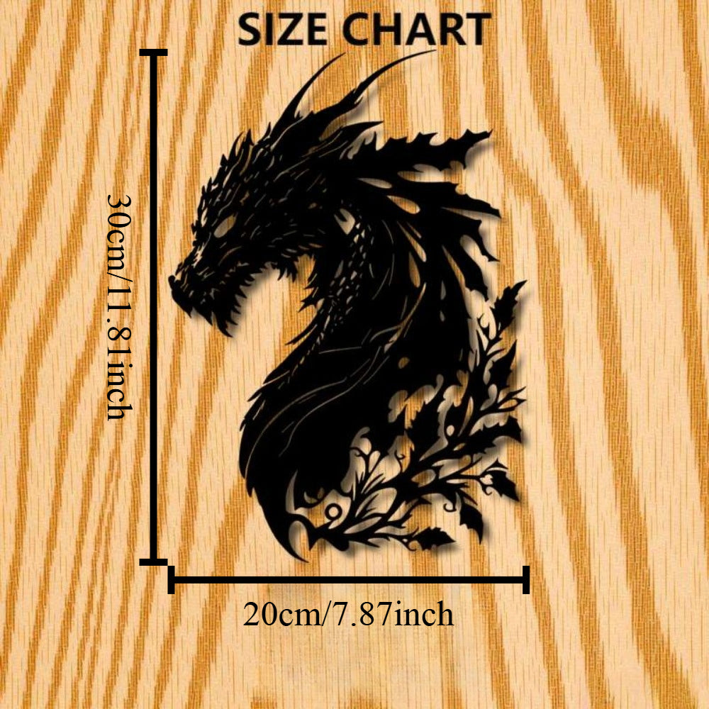 Verdant Dragon Silhouette Metal Wall Art
