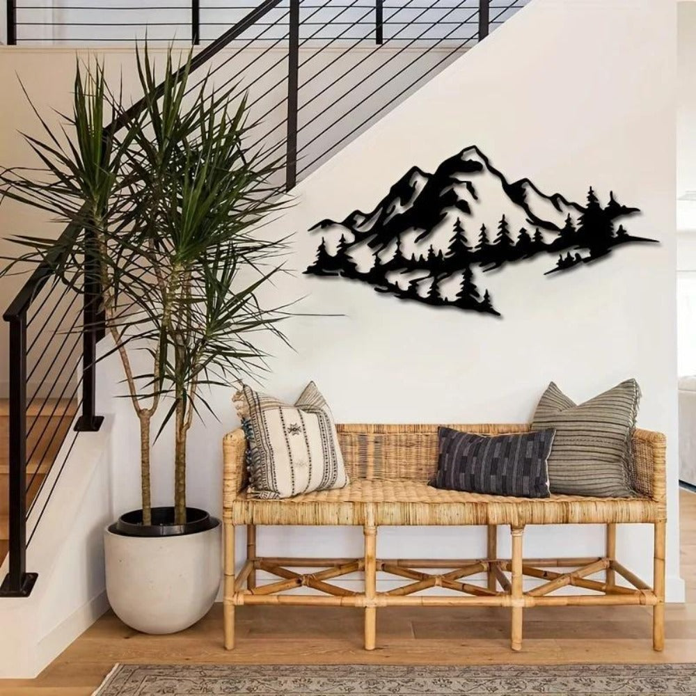 Ski Mountain Landscape Metal Wall Art