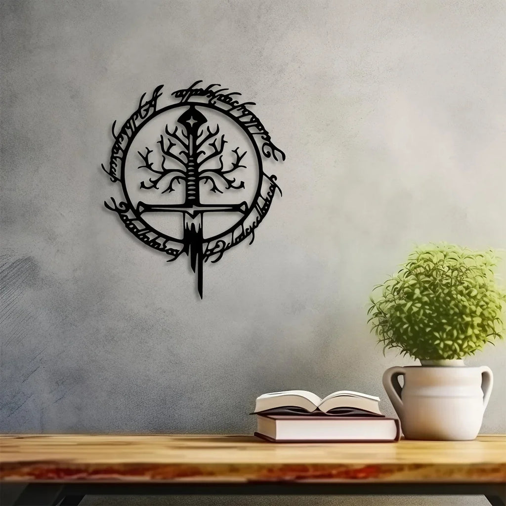 Elven Rune Tree of Life Sword Metal Wall Art