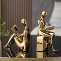 Readers Couple Modern Liquid Metal Bookends