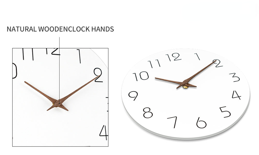 Minimalist White Wood Hand Wall Clock