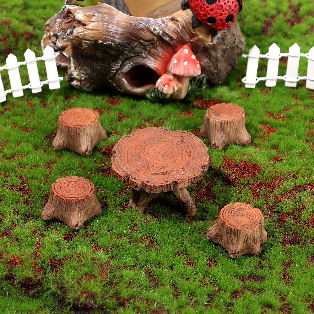 Mini Tree Stump Table & Chairs Garden Decoration Set