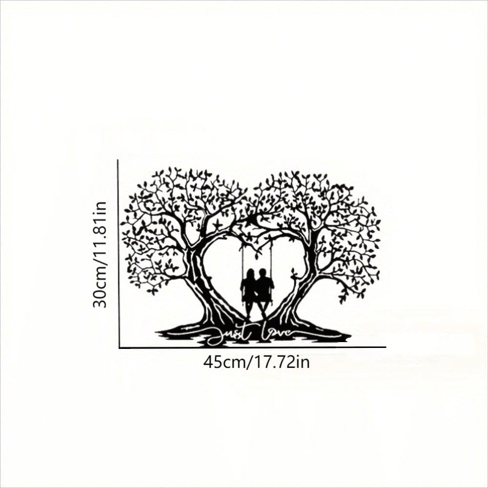 Lovers Tree Swing Metal Wall Art