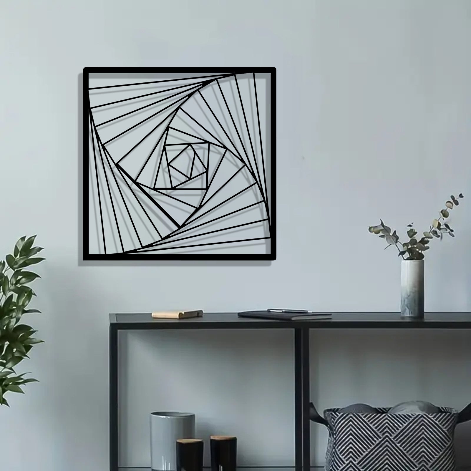 Geometric Spiral Metal Wall Art