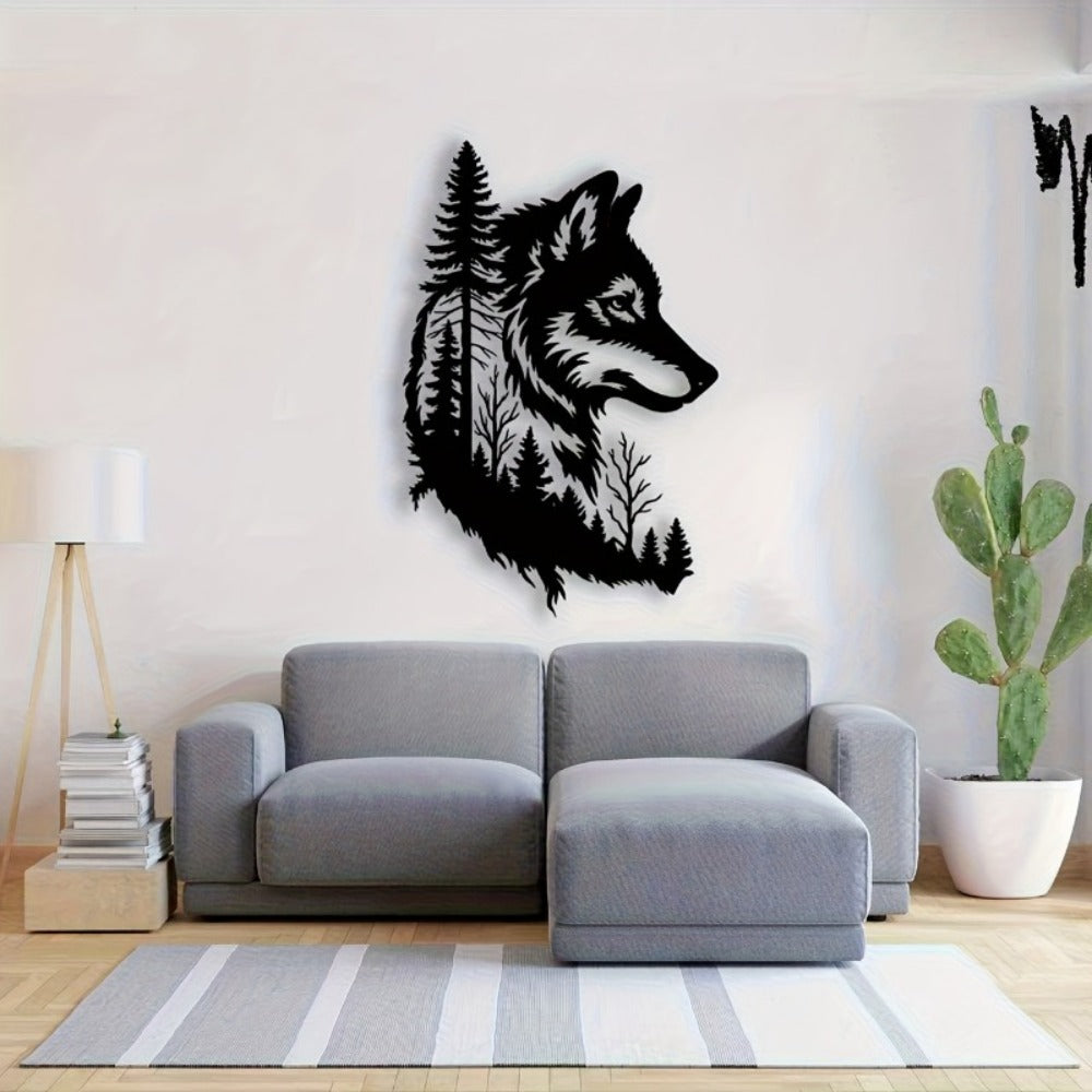 Protective Mother Wolf Metal Wall Art