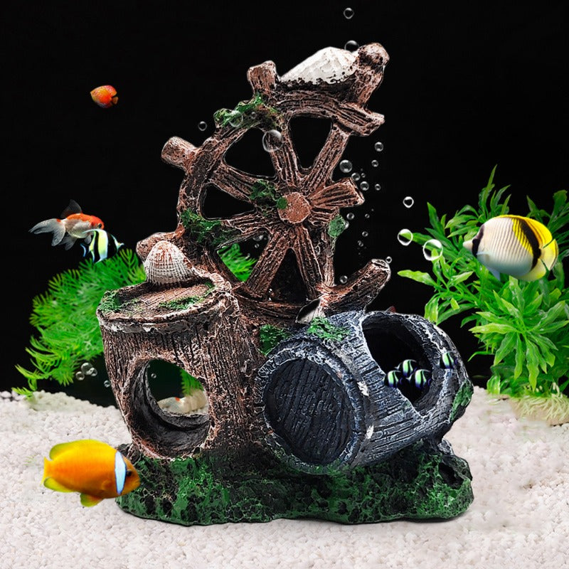 Rustic Watermill Aquarium Ornament