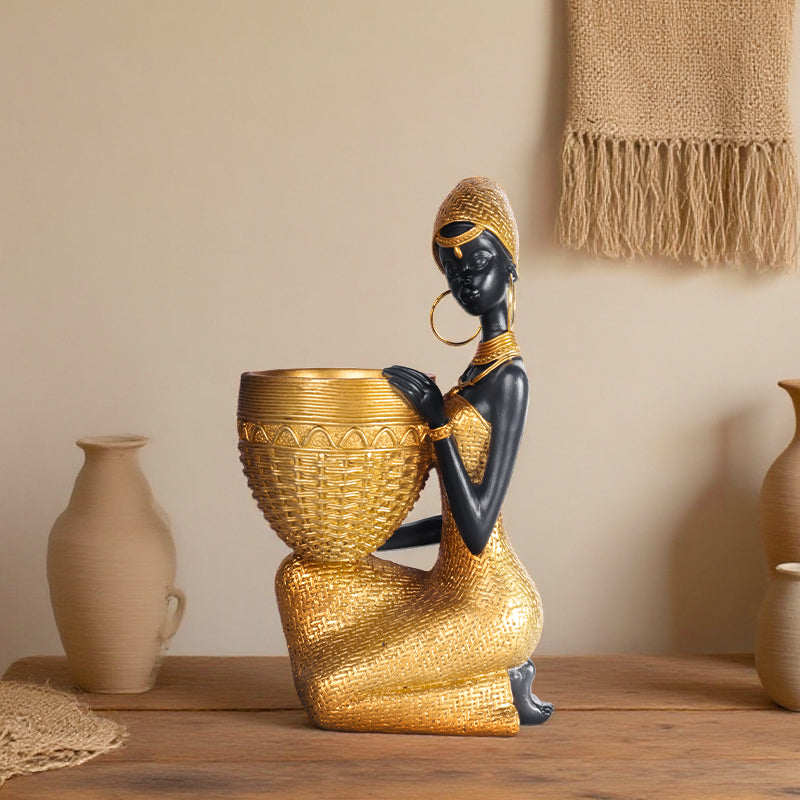 African Tribal Woman Vase Sculpture