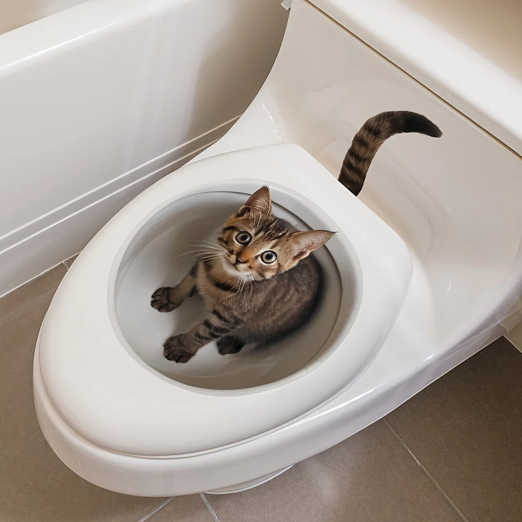 Curious Cat Toilet Illusion Sticker