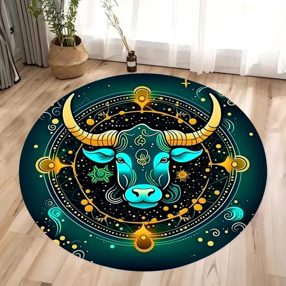 Taurus Zodiac Bull Round Rug