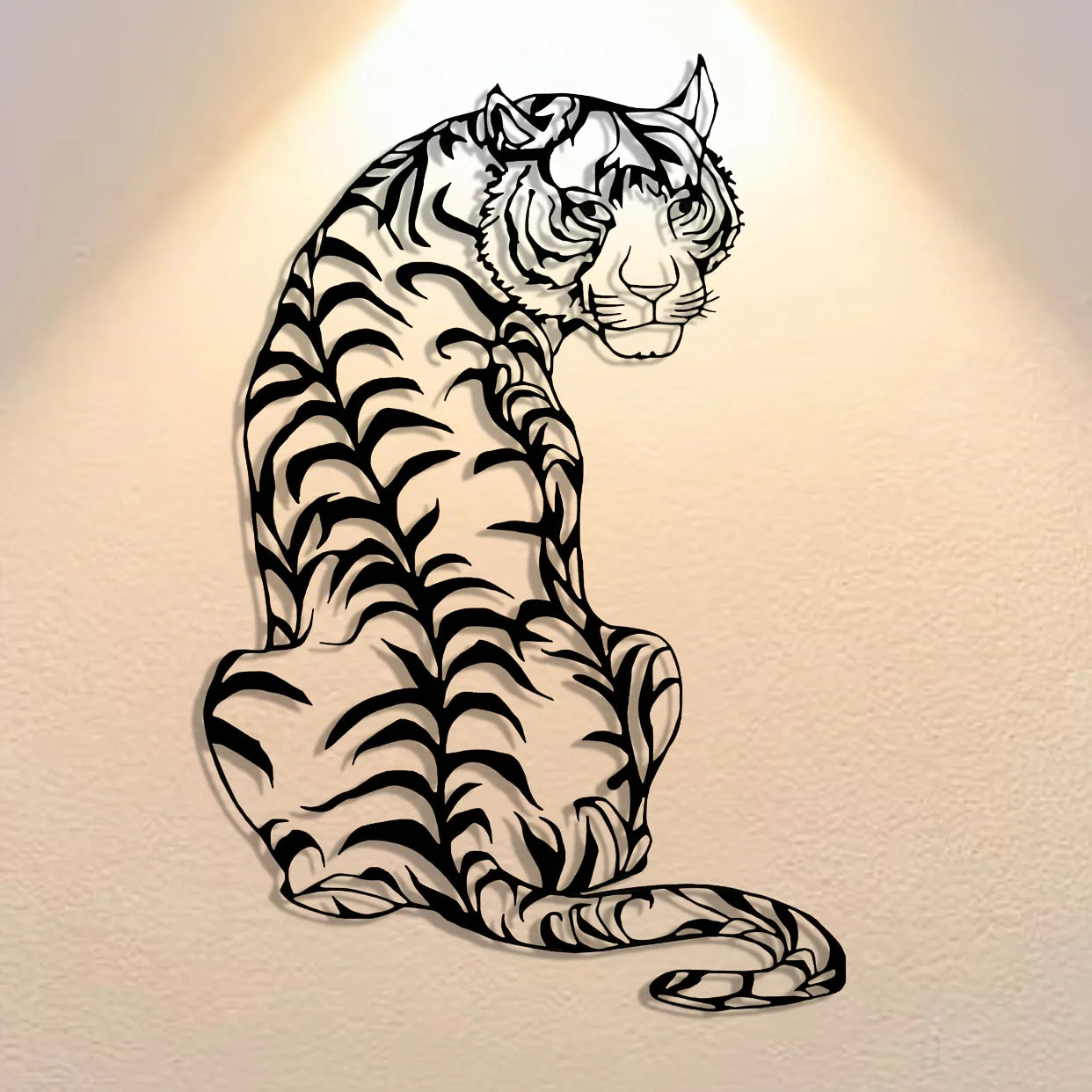 Tribal Tiger Line Art Metal Wall Decor