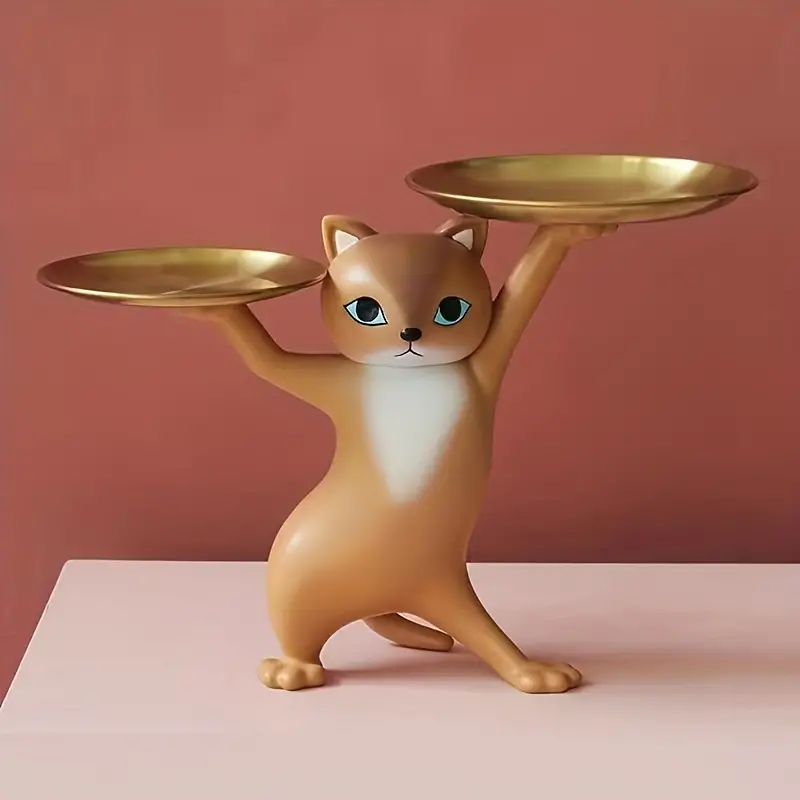 Cute Cat Butler Tray Sculpture
