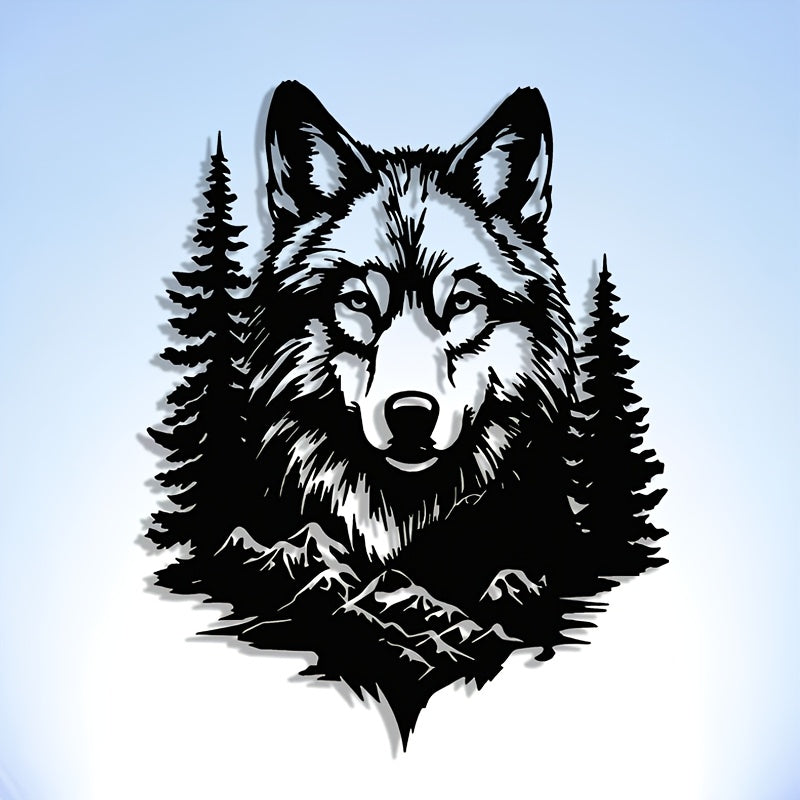 Wolf Mountain Forest Metal Wall Art