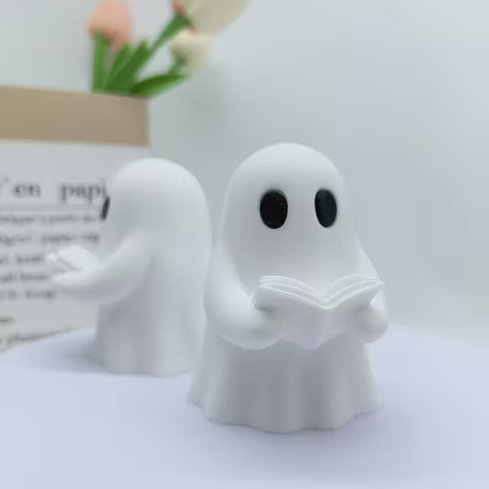 Cute Reading Ghost Statue