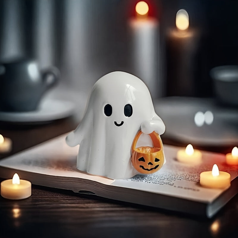 Cute Ghost Jack-o'-Lantern Statue