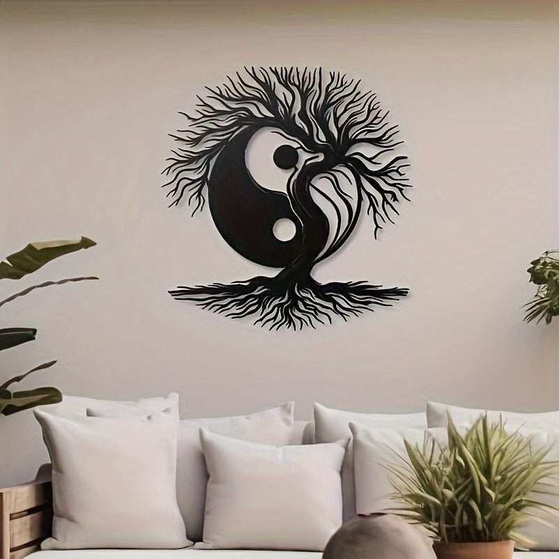 Tree of Life Yin Yang Metal Wall Art