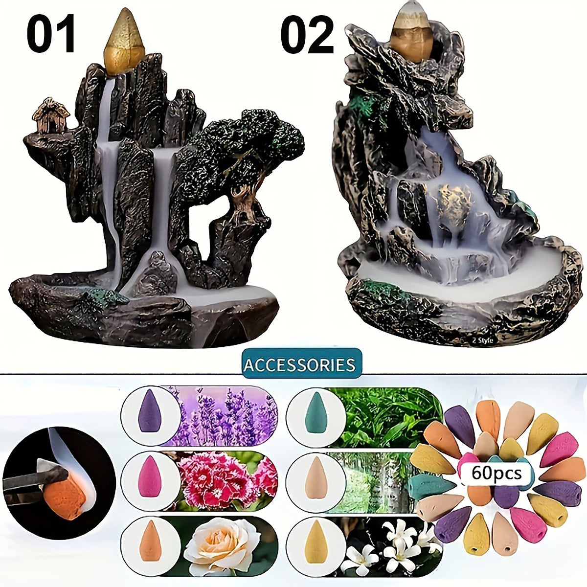 Mountain Waterfall Incense Burner