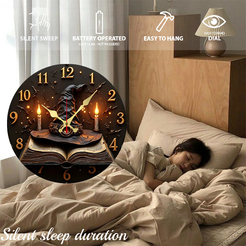 Wizard's Spellbook Wall Clock