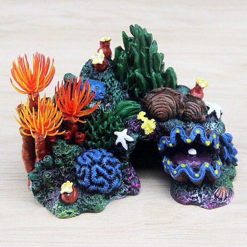 Colorful Coral Reef Cave Aquarium Ornament