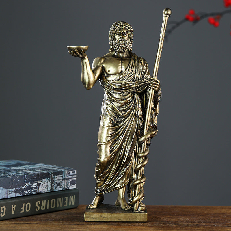 Antique Rod Of Asclepius Statue