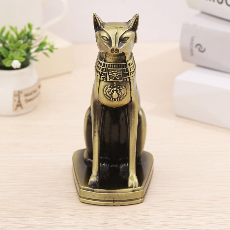 Antique Bastet Metal Statue