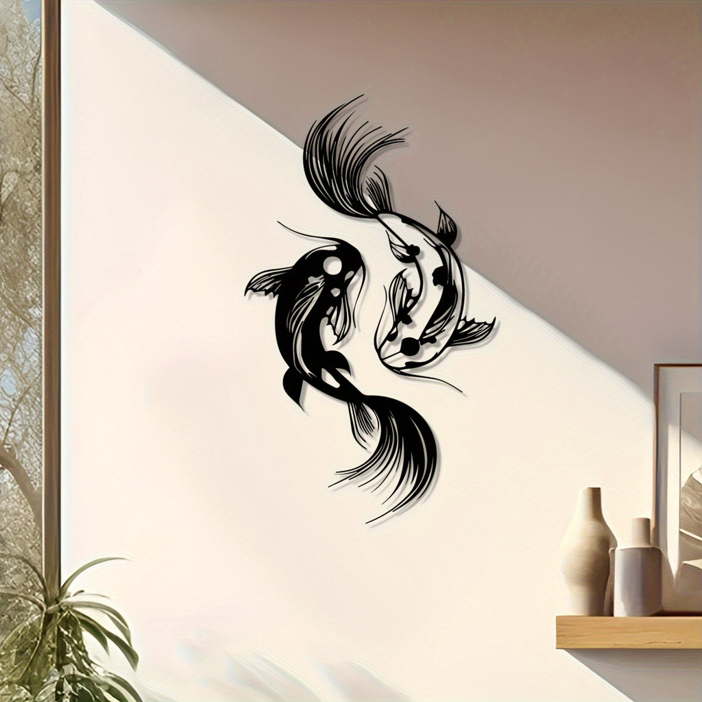 Yin Yang Koi Fish Metal Wall Art